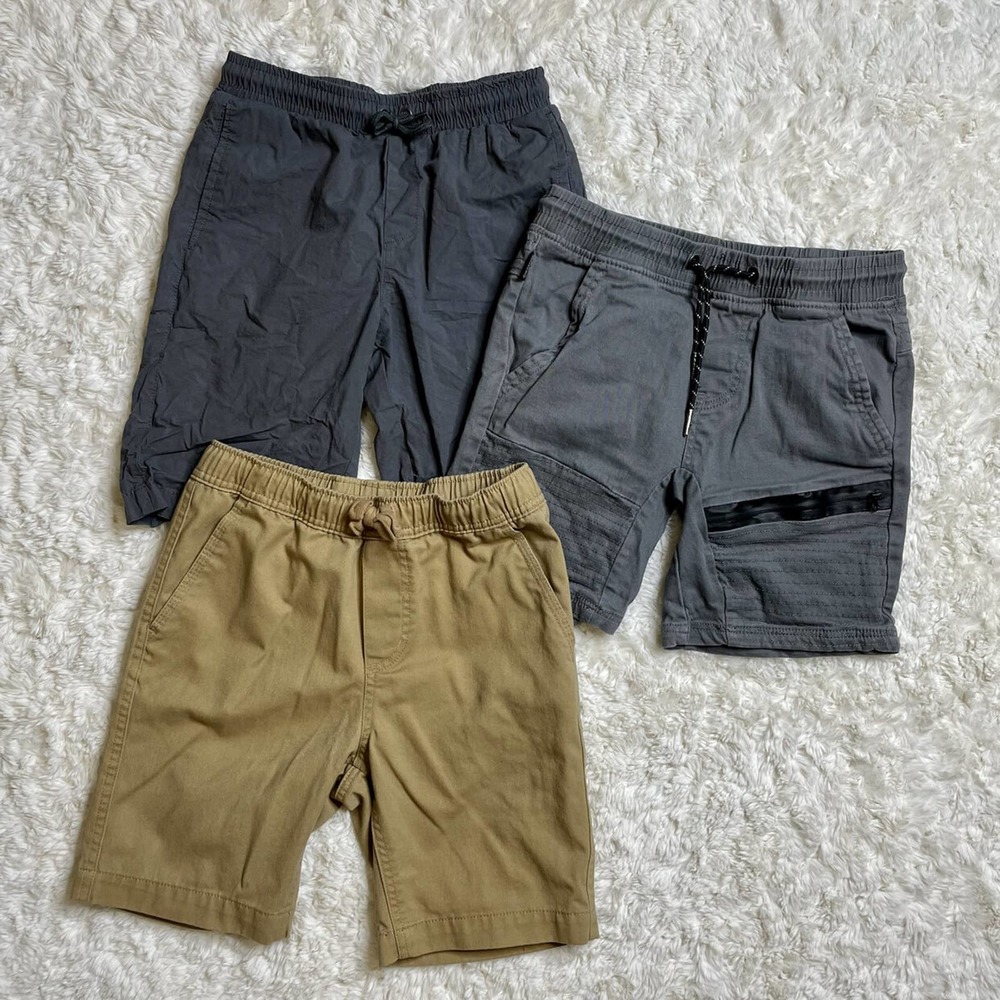 Shorts Bundle Boys Size 10/12 Khaki & Gray Nautica, Ring of Fire, KidPik NWT EUC